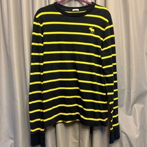 Abercrombie & Fitch Muscle long sleeve shirt yellow navy XL 0608 Y2K